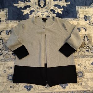 Two-Tone Gray and Black Cashmere Collar Button Sweater